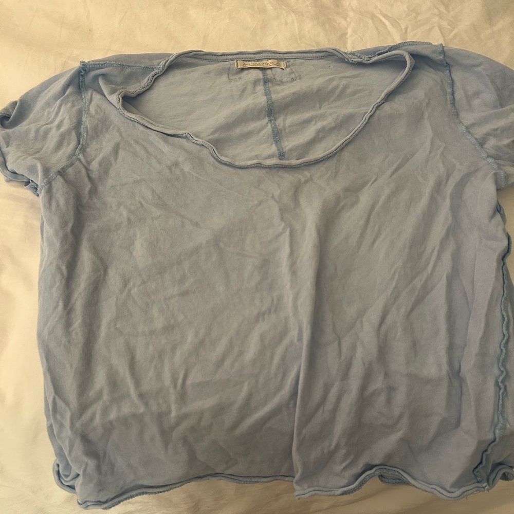 Free People Light Blue Short Sleeve Tee